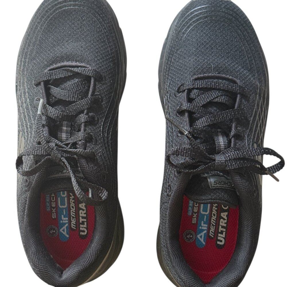 Black Sketchers 6.5 Air Cooled Memory Foam Slip Resistant Work Shoes